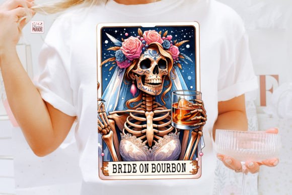 Funny Tarot Card PNG: The Bride on Bourbon Design