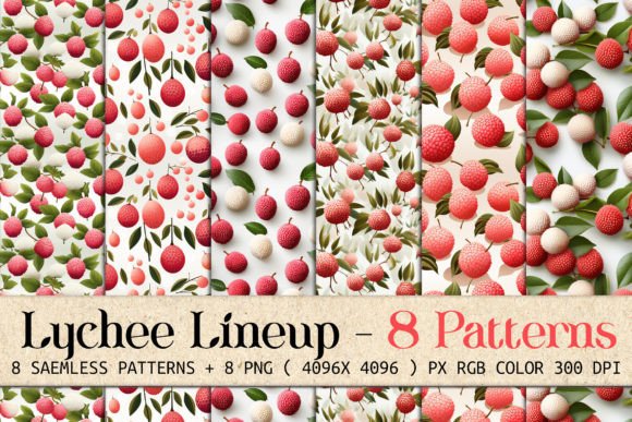 Lychee Lineup 8 Seamless Patterns: Instant Visual Cohesion for Your Brand
