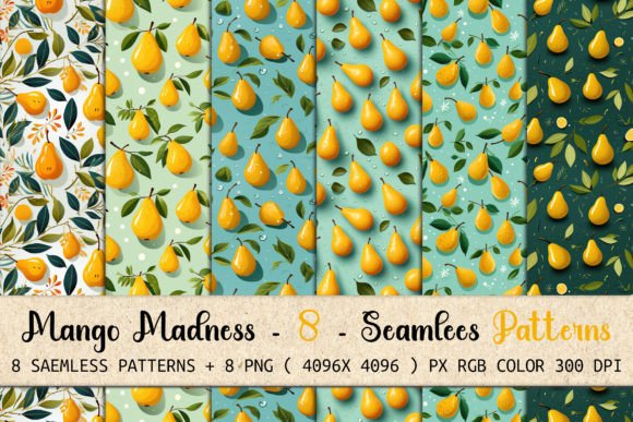 Mango Madness: 8 Seamless Patterns for Vibrant Branding